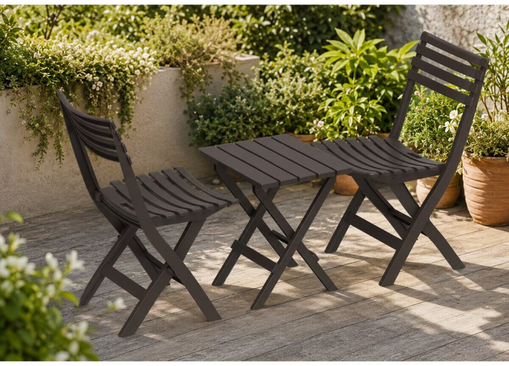 DURAMAX Skládací plastový balkónový nábytek 2+1, hnědý, Duramax IDMOFXX081BR