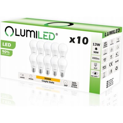 Lumiled 10x LED žárovka E27 13W 1350lm A60 3000K