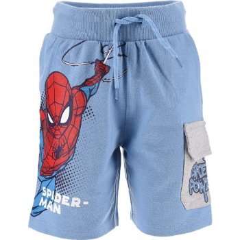Spiderman šortky s kapsami světle modré