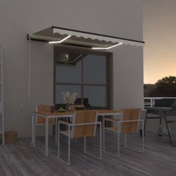 VidaXL Ručně zatahovací markýza s LED světlem 350 x 250 cm krémová