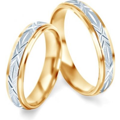 Savicki Snubní prsteny dvoubarevné zlato ploché SAVOBR2 – Zboží Mobilmania