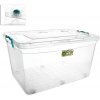 Úložný box HOBBYLIFE Box s víkem Multi nízký 50 l, transparentní kolečka