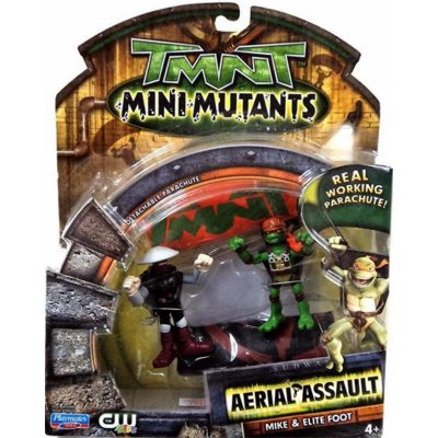 TMNT Želvy Ninja mini mutants sada s padákem a figurkou Mike a Elite Foot