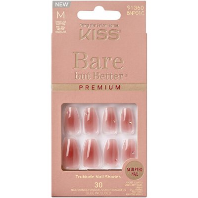 KISS Nalepovací nehty Bare-But-Better Premium Nails Shine 30 ks – Zboží Dáma