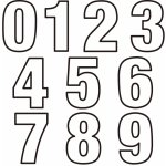 Nažehlovací čísla potisk DTF - JEDNOTLIVĚ - barva bílá s černým lemováním – Zboží Dáma