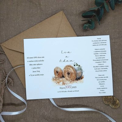 Svatební oznámení rozkládací Balíky slámy – Sleviste.cz