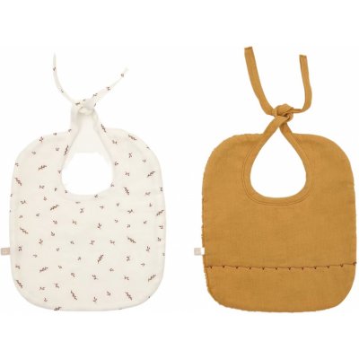 Kave Home Deya set dvou bavlněných bryndáků Žluto-bílý – Sleviste.cz