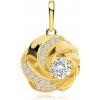 Přívěsky Šperky Eshop Přívěsek ze žlutého zlata květina s hladkými a zirkonovými lístky S5GG261.55