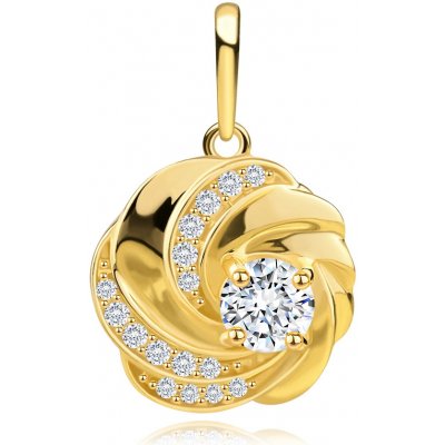 Šperky Eshop Přívěsek ze žlutého zlata květina s hladkými a zirkonovými lístky S5GG261.55 – Zboží Mobilmania