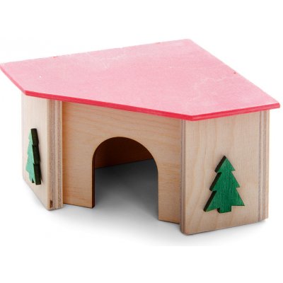 JK ANIMALS Dřevěný domek se stromky pro křečky 11 x 11 x 7 cm – Zboží Mobilmania