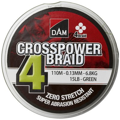 DAM šňůra Crosspower 4-Braid Green 150m 0,15mm 8,1kg