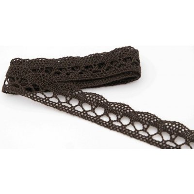 Bavlněná paličkovaná krajka - hnědá - šířka 1,5 cm – Sleviste.cz