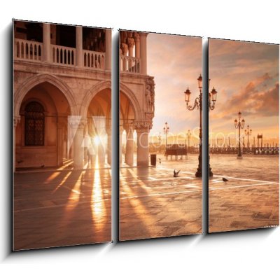 Obraz 3D třídílný - 105 x 70 cm - San Marco in Venice, Italy at a dramatic sunrise San Marco v Benátkách, Itálie za dramatického východu slunce