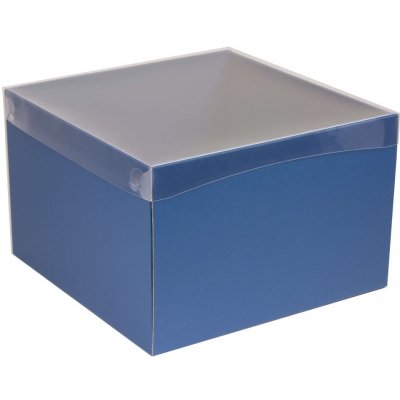 Dárková krabice s průhledným víkem 300x300x200/35 mm, modrá – Zboží Dáma