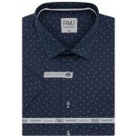 AMJ Comfort fit košile s krátkým rukávem tmavě modrá se světlým vzorem – Zboží Mobilmania