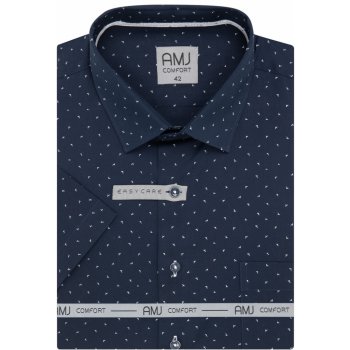 AMJ Comfort fit košile s krátkým rukávem tmavě modrá se světlým vzorem