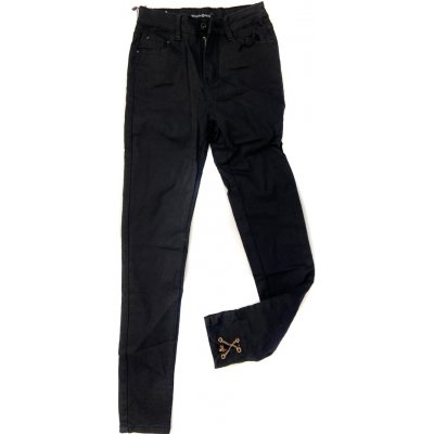 Zoio džínové kalhoty typu high waist s řetízky na nohavicích 1300 černé