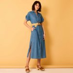 Košilové midi šaty z denimu modrá – Sleviste.cz