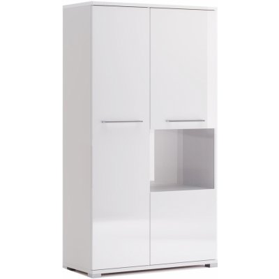 Moderní bílá lesklá knihovna Flory 90 cm se zavřenými dvířky do obýváku Intesi – Sleviste.cz