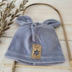 Z&Z Velurová semišková čepička s oušky Teddy šedá – Zboží Mobilmania