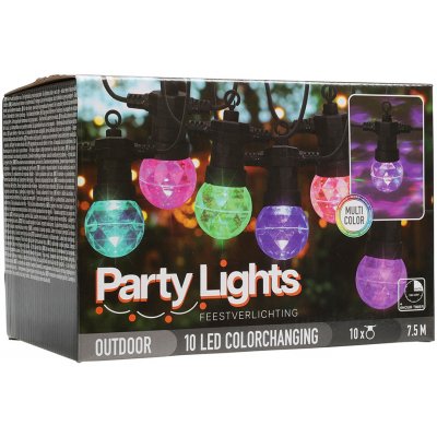 KOOPMAN Párty osvětlení - řetěz 10 LED žárovek, barevné, délka 7,5 m – Hledejceny.cz