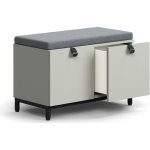 QBUS, Lavice s úložným prostorem šedý podsedák, 2 zásuvky, nohy, úchytky, 534x800x420 mm, černá, svě – Zboží Dáma