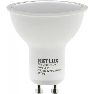 Retlux LED žárovka GU10 žárovka 3W teplá bílá