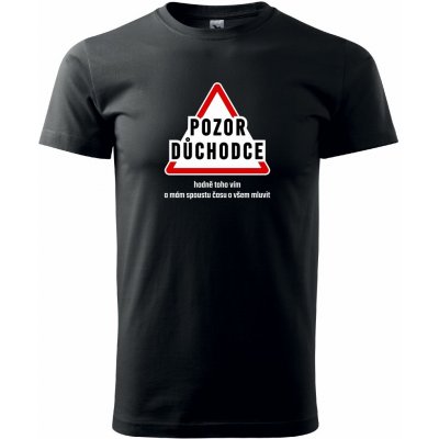 Tričko Tričko POZOR důchodce, hodně toho vím.. potisk: bílo Červená černá – Sleviste.cz