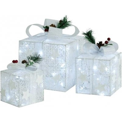 Shumee dekorativní vánoční dárky 3 ks bílé dovnitř i ven – Hledejceny.cz