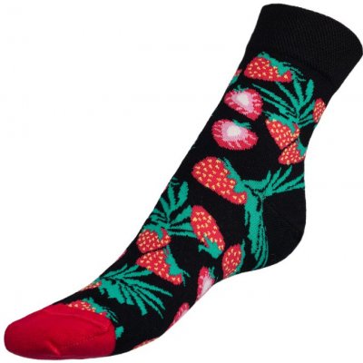 Bellatex veselé ponožky Jahody P/8255 černá červená
