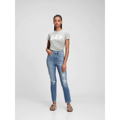 GAP Džíny slim High Rise Destructed Vintage modré – Sleviste.cz