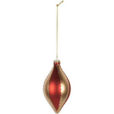Clayre & Eef Červeno-zlatá skleněná vánoční ozdoba – Ø 8*15 cm – Hledejceny.cz