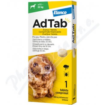 AdTab 450mg žvýkací tablety pro psy a gt 11 22kg 1ks