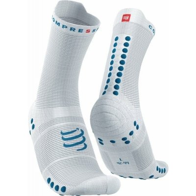 Compressport Pro Racing Socks v4.0 Run High White/Fjord Blue – Zboží Mobilmania