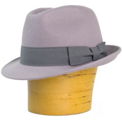 Pánský vlněný klobouk s rypsovou stuhou světle šedý