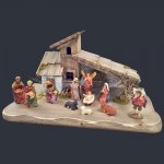 AMADEA Sada dřevěný šedohnědý betlém s figurkami 45 cm – Zboží Mobilmania