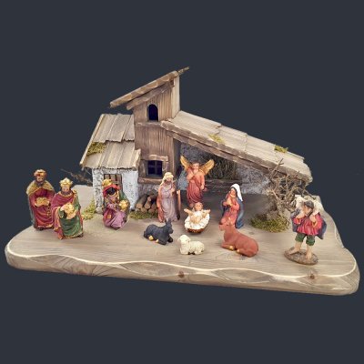 AMADEA Sada dřevěný šedohnědý betlém s figurkami 45 cm – Zboží Mobilmania