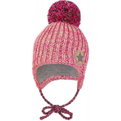 Dětská pletená čepice Little Angel s bambulí LA Outlast ® růžový melír – Zboží Mobilmania