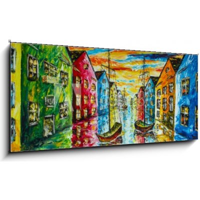 Obraz 1D panorama - 120 x 50 cm - Original art oil and palette knife on canvas Originální umělecký olej a paletový nůž na plátně – Hledejceny.cz