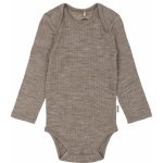 Dětské body dlouhý rukáv z merino vlny hnědé Melange Denver Mikk Line – Zboží Dáma