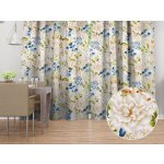 Biante Bavlněný závěs Sandra SA-668 Květy a modro-zelené listy na bílém 150x210 cm – Hledejceny.cz