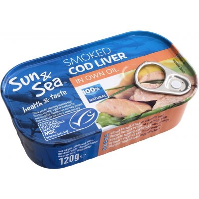 Sun & Sea Uzená tresčí játra ve vlastním oleji 120 g – Zboží Dáma