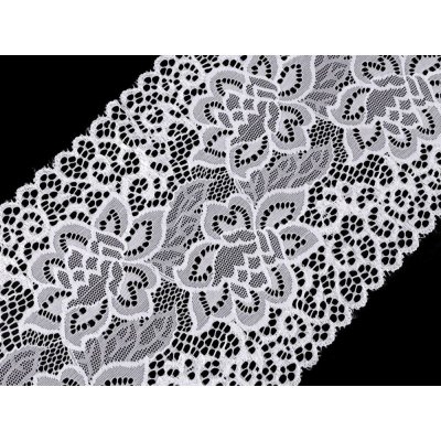 Elastická krajka / vsadka / běhoun šíře 17,5 cm METRÁŽ - 3 bílá – Zboží Mobilmania