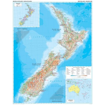 Gizi Map Nový Zéland - nástěnná mapa 74 x 94 cm Varianta: bez rámu v tubusu, Provedení: laminovaná mapa v lištách