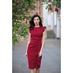 Kartes Moda šaty dámské KM66-4 s volánkem bordó – Zboží Mobilmania