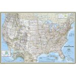 National Geographic USA - nástěnná mapa Classic 110 x 77 cm Varianta: bez rámu v tubusu, Provedení: laminovaná mapa v lištách – Zboží Mobilmania
