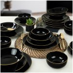 ASIR Porcelánová jídelní souprava BLACK černá zlatá 24 ks – Sleviste.cz