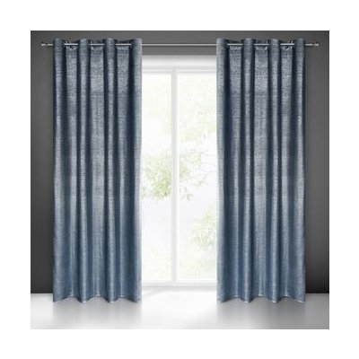 Dekorační vzorovaný velvet závěs s kroužky AMBRA modrá/stříbrná, 140x250 cm, (cena za 1 kus) MyBestHome – Sleviste.cz