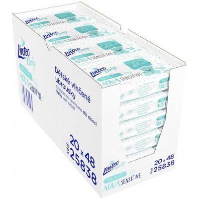 LINTEO BABY Vlhčené ubrousky Aqua sensitive 48 ks