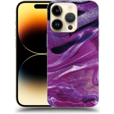 Pouzdro Picasee silikonové Apple iPhone 14 Pro - Purple glitter černé